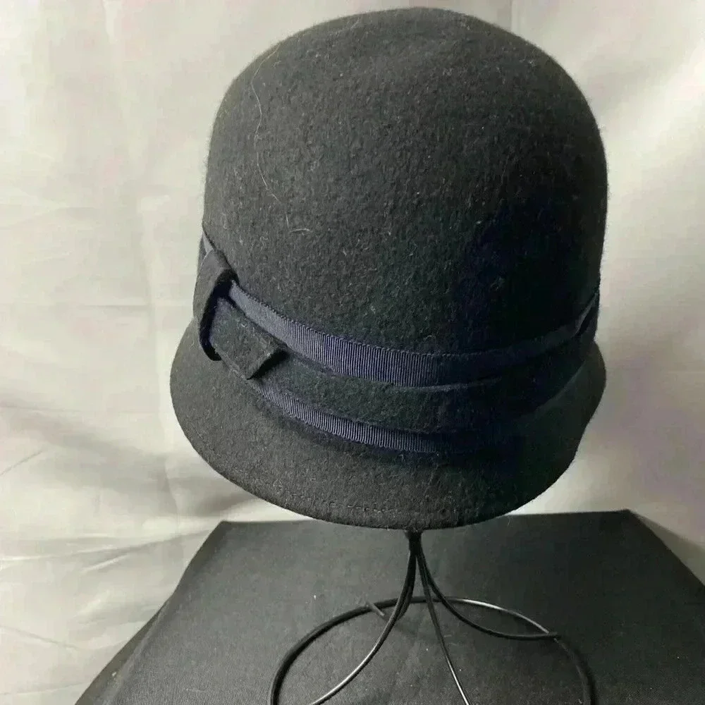 BANANA REPUBLIC WOMENS S/M BLACK WOOL  DOWNTON ABBEY STYLE HAT  VINTAGE‎ LOOK